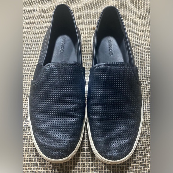 Vince Shoes - Vince Blair Slip On Shoes, Size 9M, Black, Perforated Italian Leather